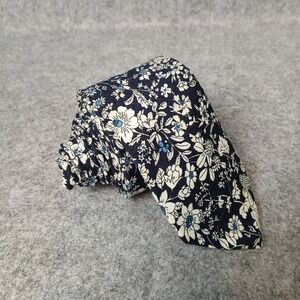 City of London Necktie Mens One Size Navy Blue Floral Cotton Slim Tie